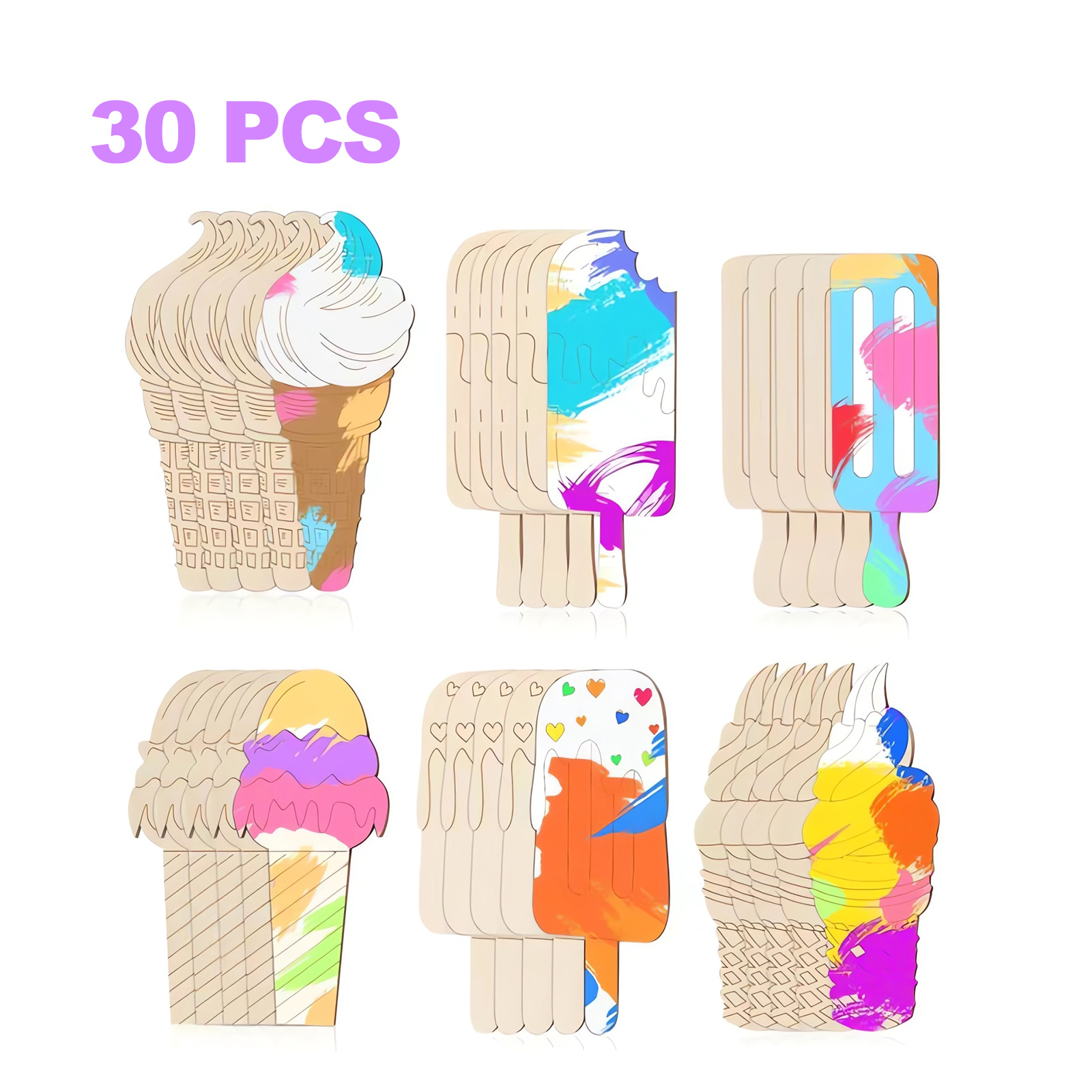 6/30pcs Ice Cream Wood Cutouts - Oud Wood Chip review and price
